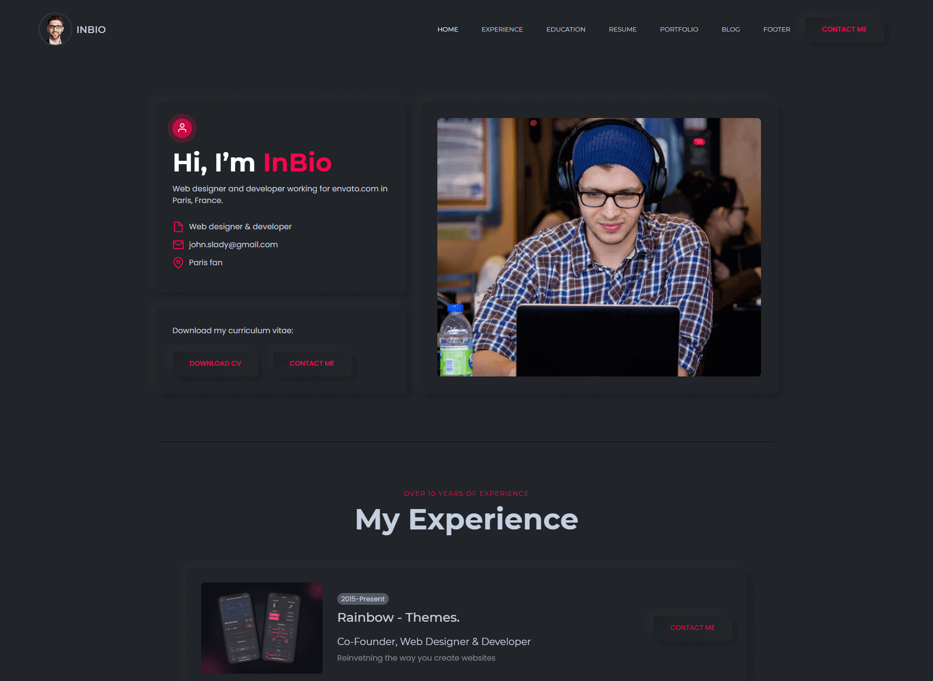Software developer website design preview