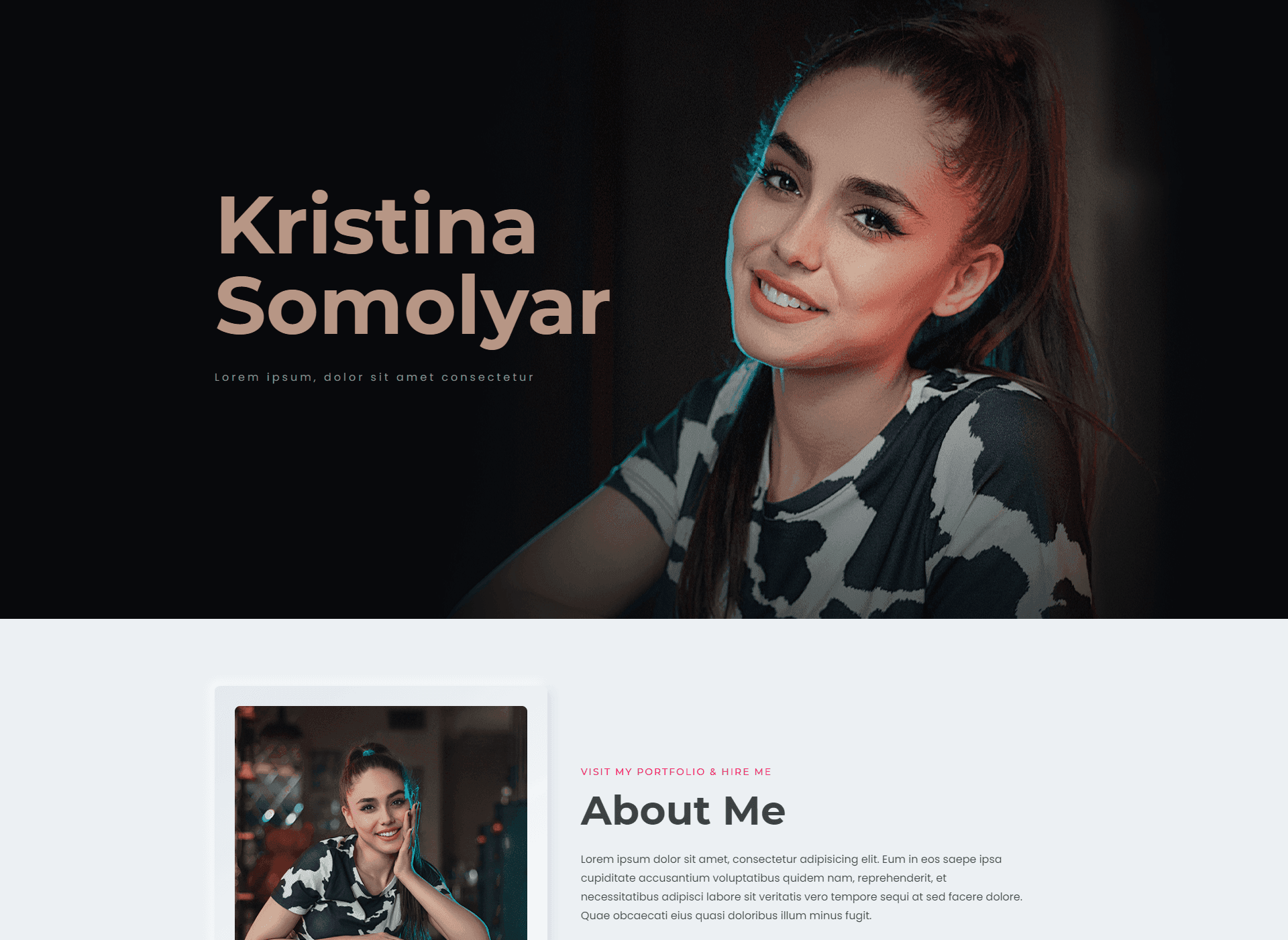 Fashion designer website design, light version, preview