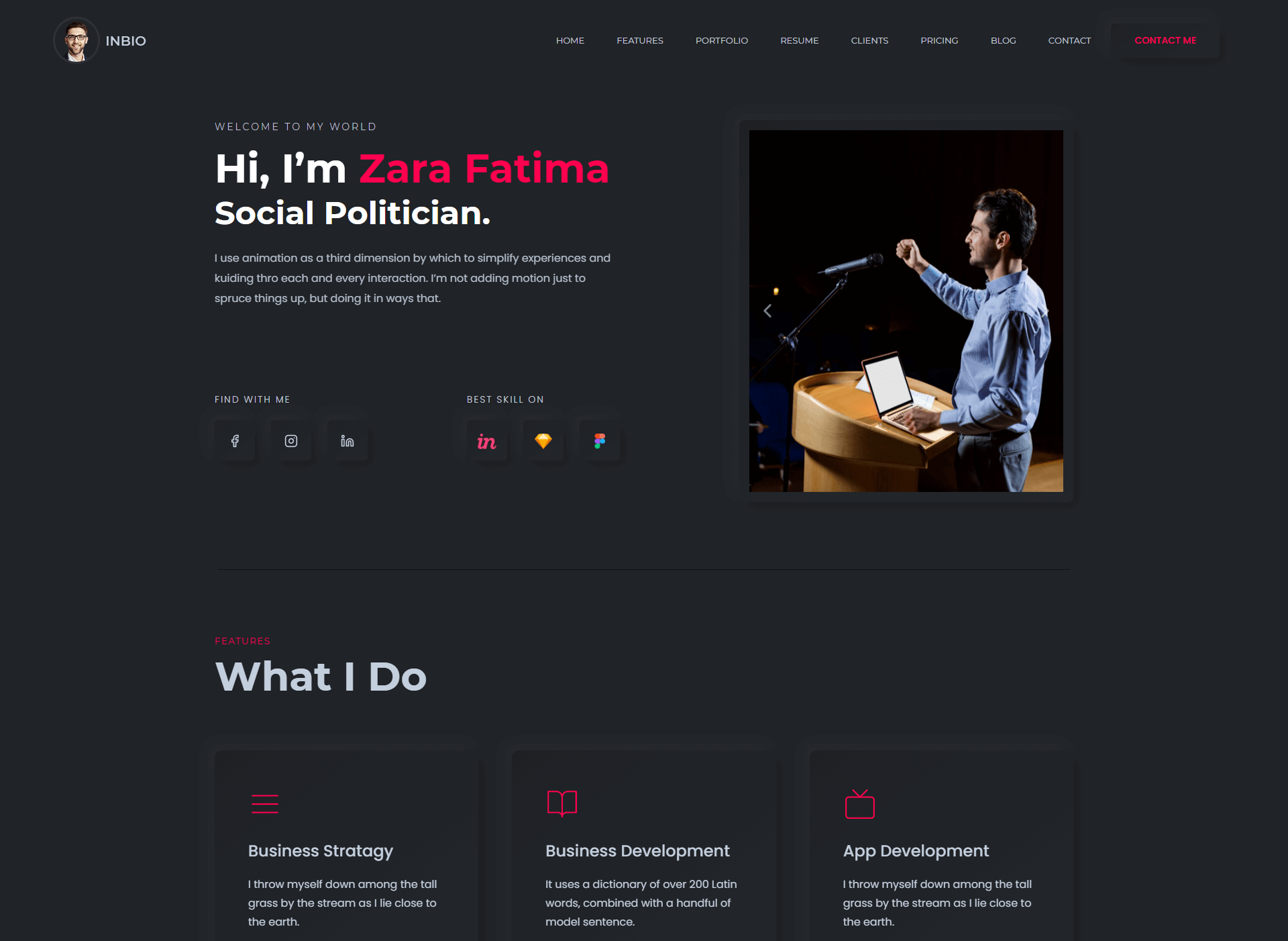 Politician website design preview