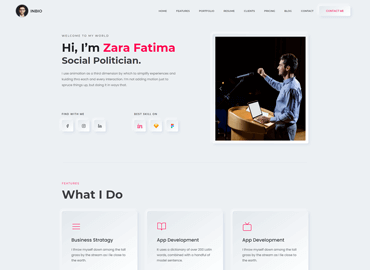Politician website design, light version, preview