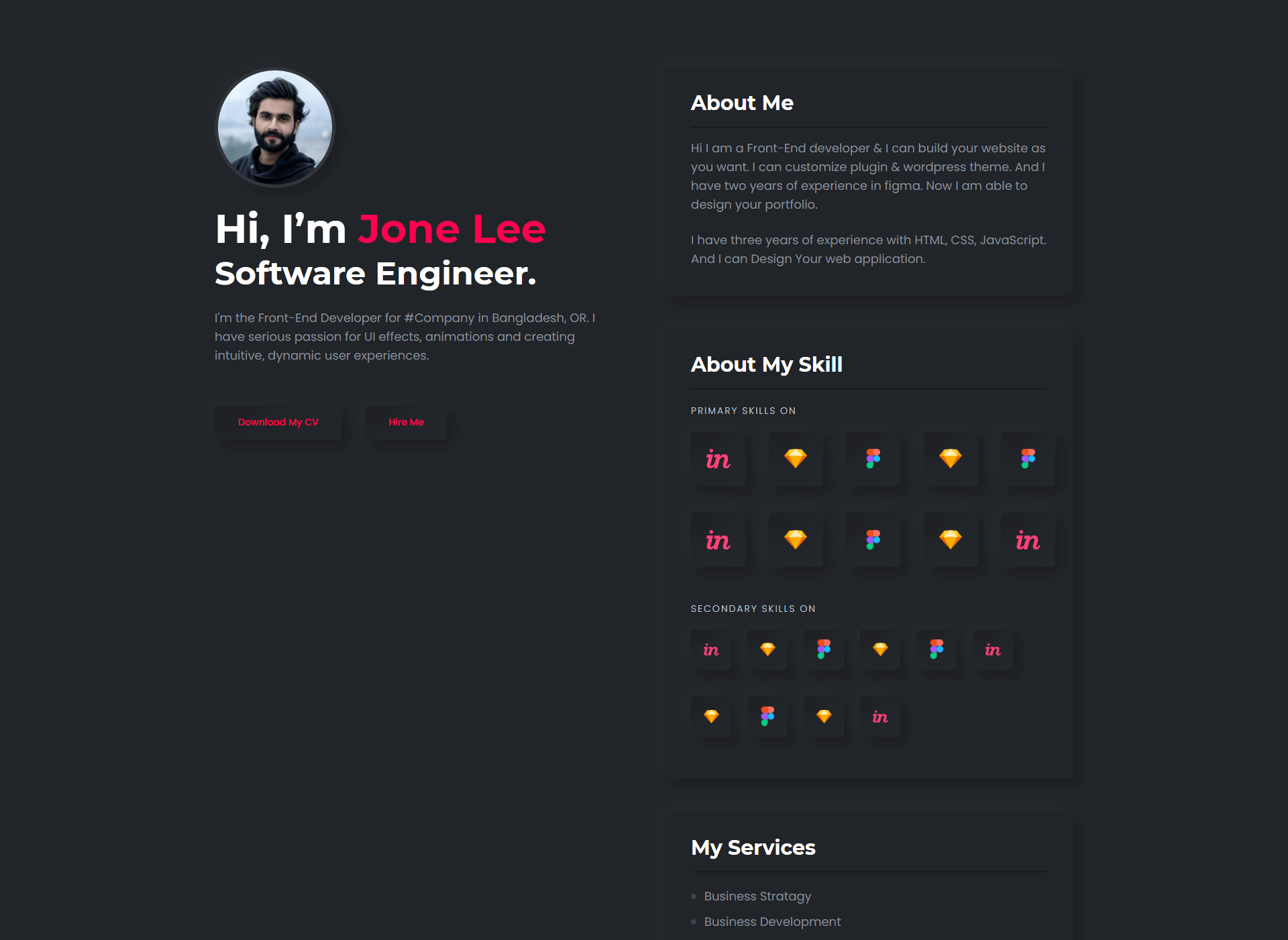 Freelancer website design preview