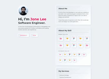 Freelancer website design, light version, preview