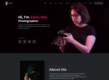 Photographer website design preview