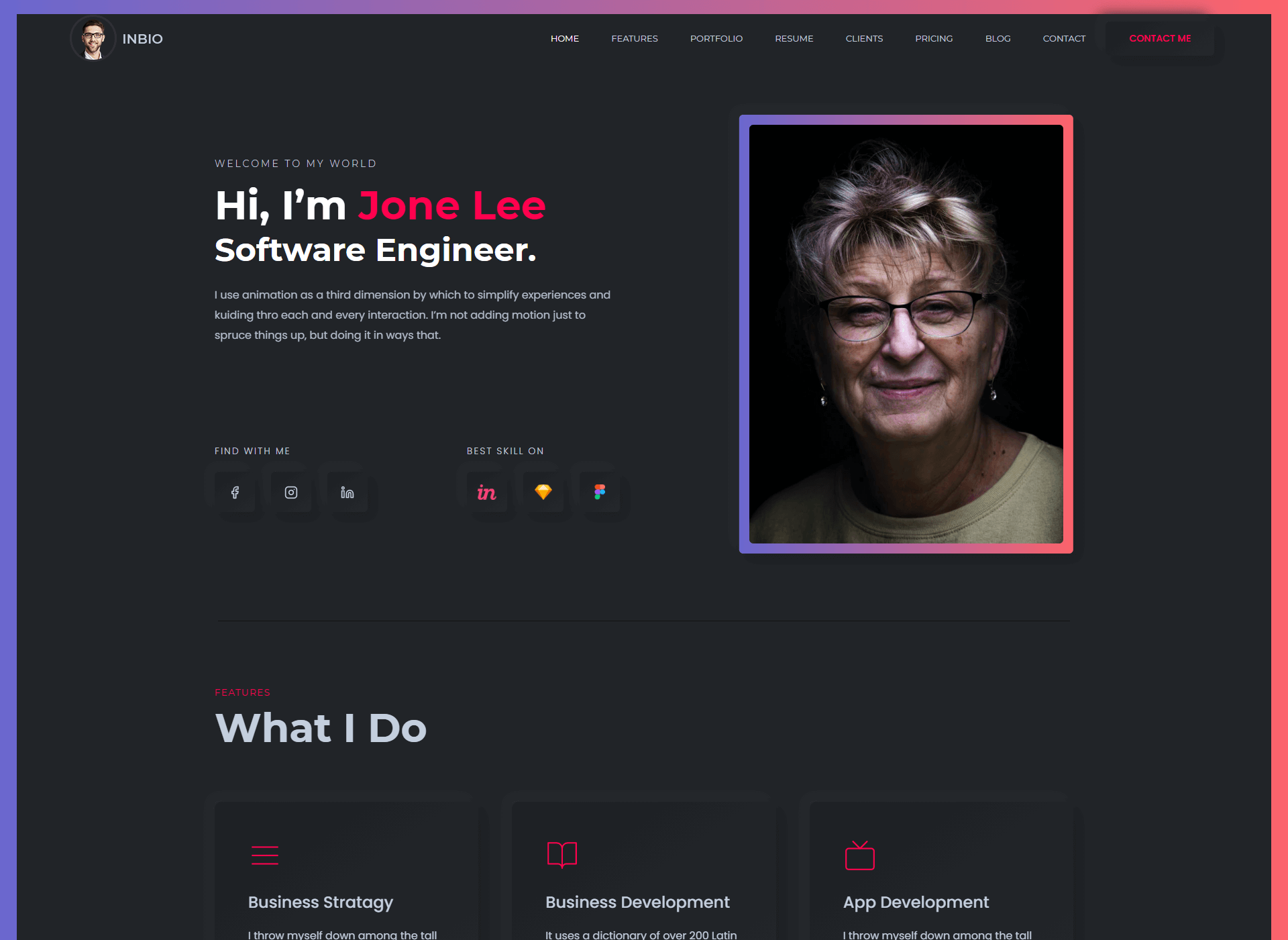 Instructor website design preview