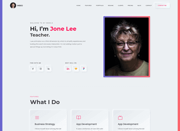 Instructor website design, light version, preview
