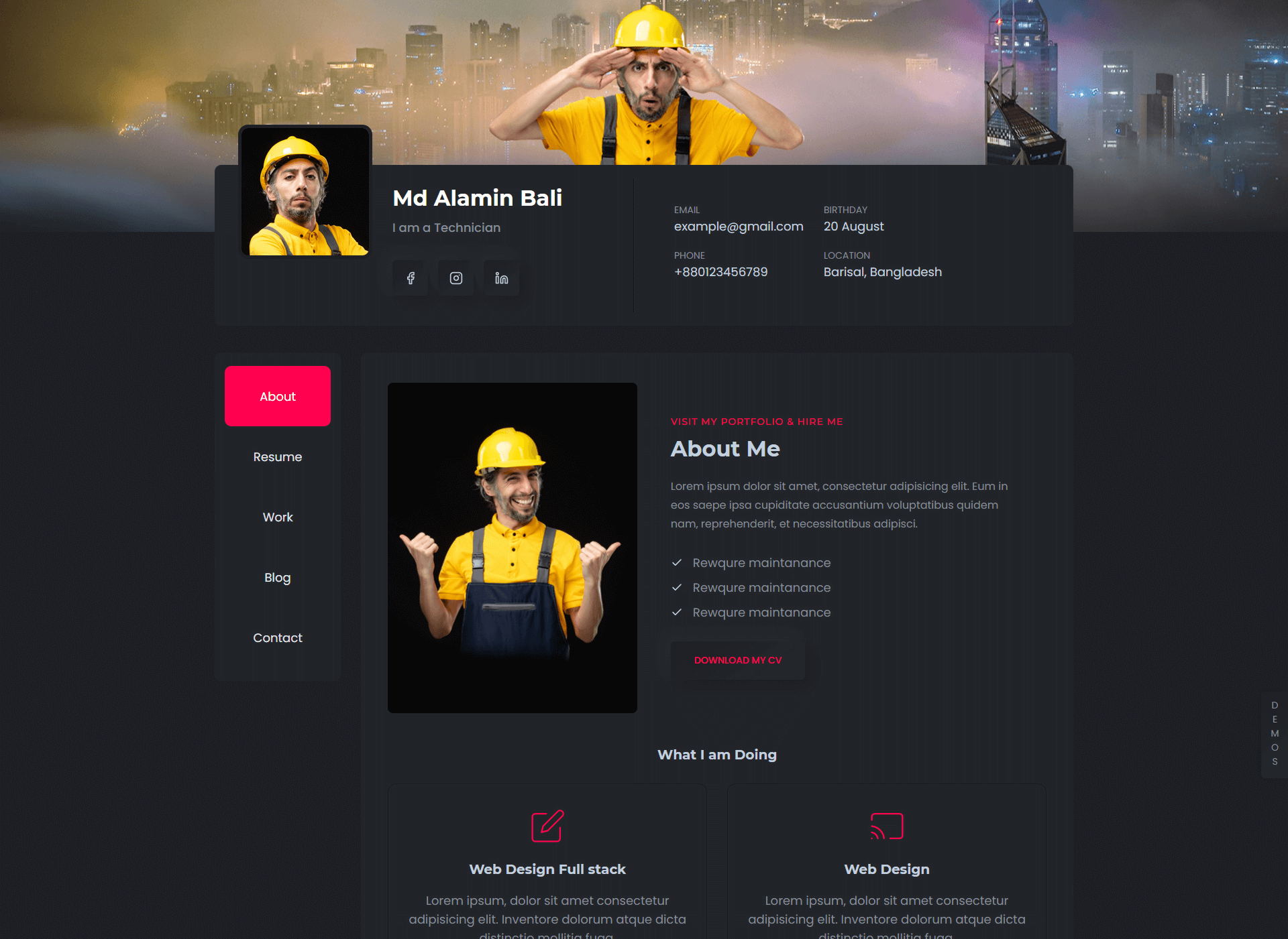 Technician website design preview