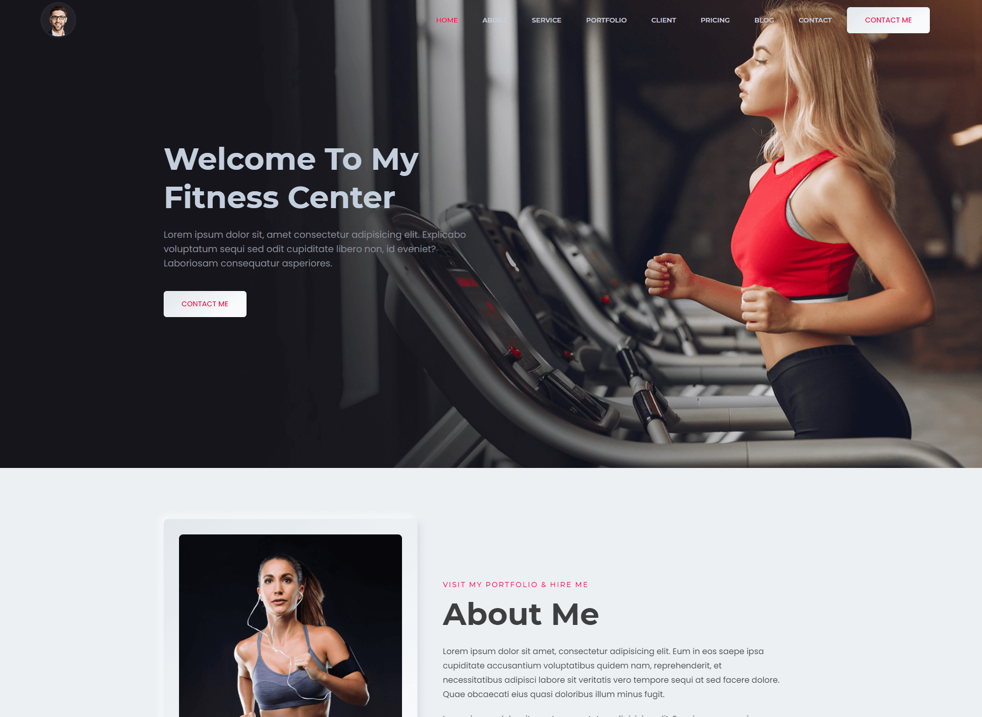 Fitness trainer website design, light version, preview