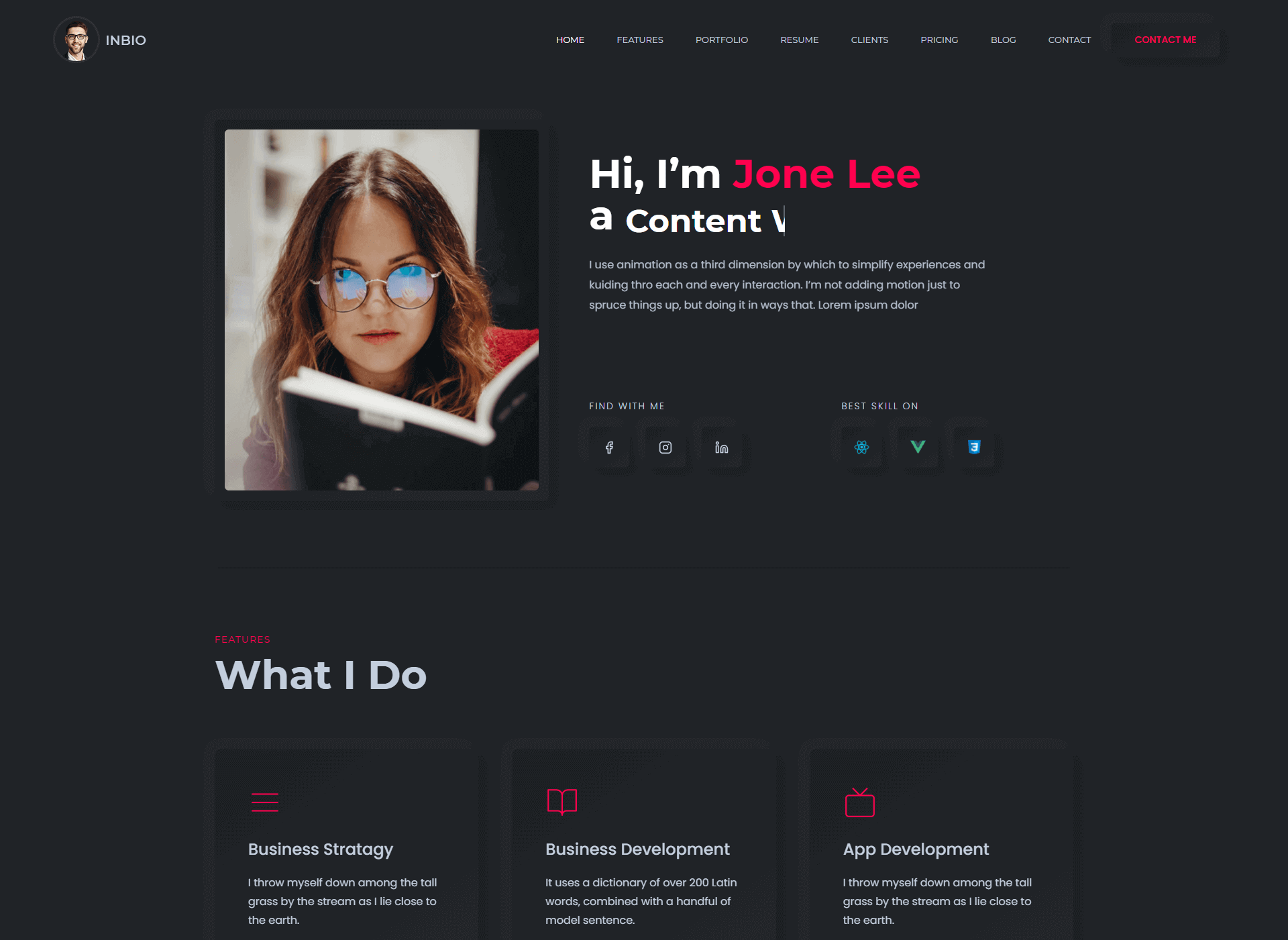 Content writer website design preview