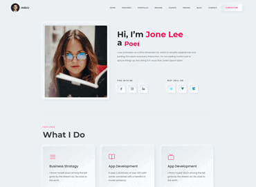 Content writer website design, light version, preview